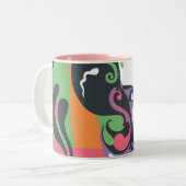 スーパーガールのカラースプラッシュ(渦) 4 ツートーンマグカップ (正面左)