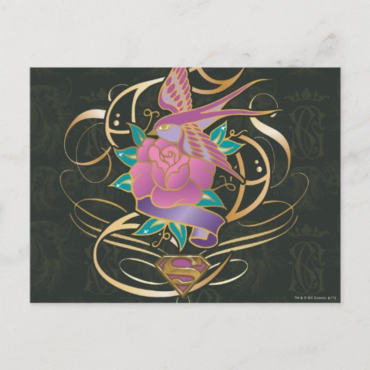 スーパーガールの鳥と花 ポストカード (正面)
