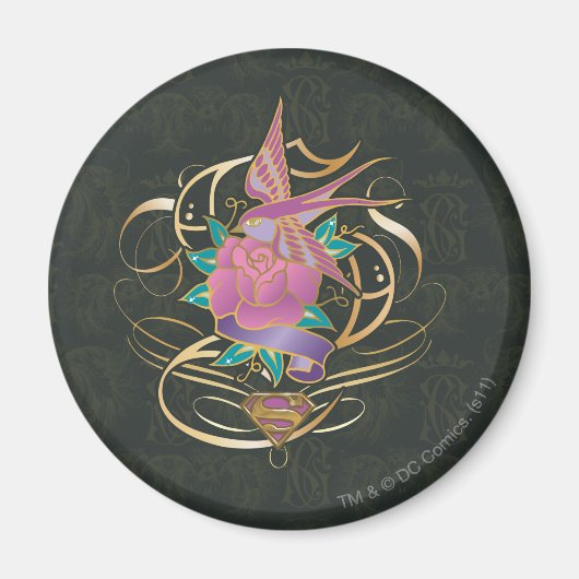 スーパーガールの鳥と花 マグネット (正面)