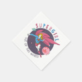 スーパーガールアウトオブザワールドレトログラフィック スタンダードカクテルナプキン (角)