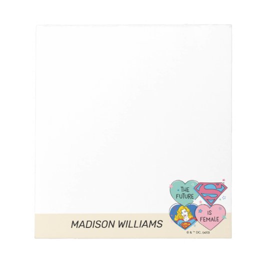 スーパーガールアウトオブザワールドレトログラフィック ノートパッド (正面)