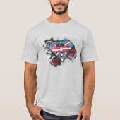 スーパーガールイギリス国旗とバラ Tシャツ (正面)