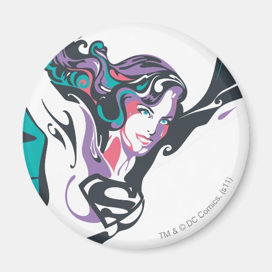 スーパーガールカラスプラッシュポーズ3 マグネット (正面)