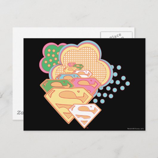 スーパーガールカラフルクラウドロゴ ポストカード (正面/裏面)