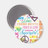 スーパーガールカラフル文字コラージュ マグネット (正面/裏面)