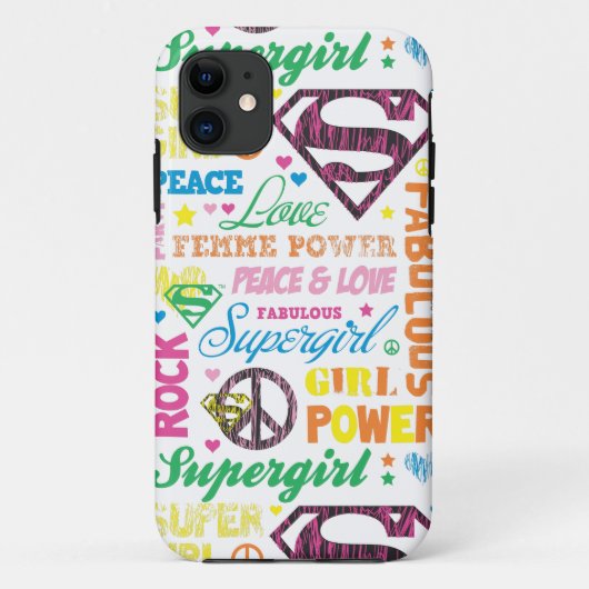 スーパーガールカラフル文字コラージュ Case-Mate iPhoneケース (裏面)