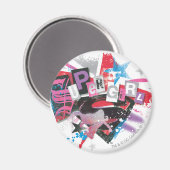 スーパーガールグランジデザイン マグネット (正面/裏面)