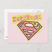 スーパーガールグランジロゴピンク ポストカード (正面/裏面)