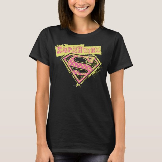 スーパーガールグランジロゴピンク Tシャツ (正面)
