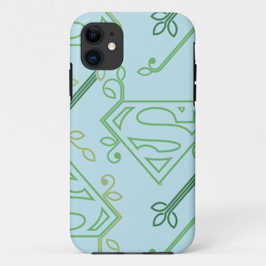 スーパーガールグリーンつる植物ロゴパターン Case-Mate iPhoneケース (裏面)