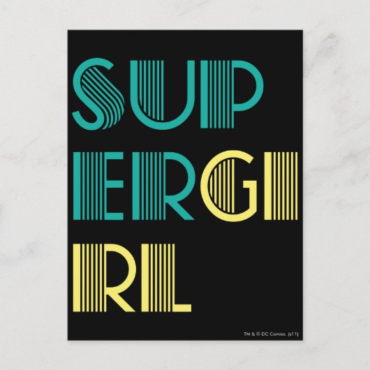 スーパーガールグリーンとイエロー ポストカード (正面)