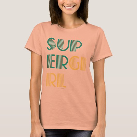 スーパーガールグリーンとイエロー Tシャツ (正面)