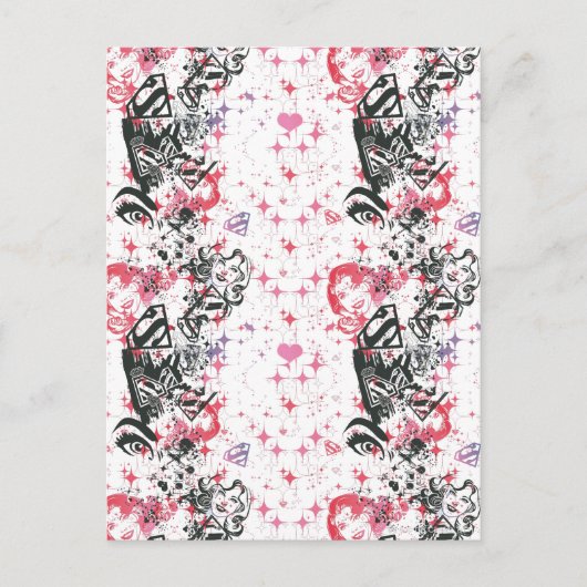 スーパーガールコラージュのパターン ポストカード (正面)