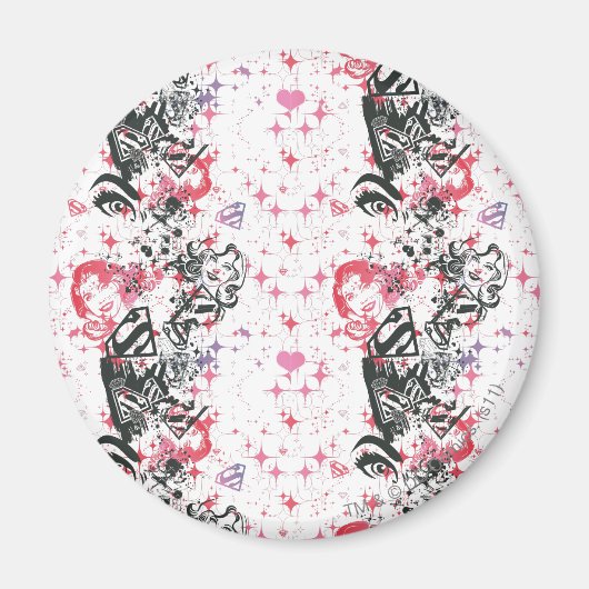 スーパーガールコラージュのパターン マグネット (正面)