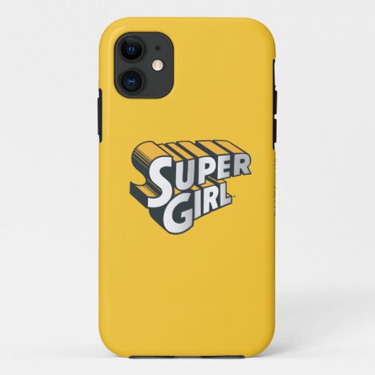 スーパーガールシルバーとオレンジのロゴ Case-Mate iPhoneケース (裏面)