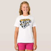 スーパーガールシルバーとオレンジのロゴ Tシャツ (正面フル)