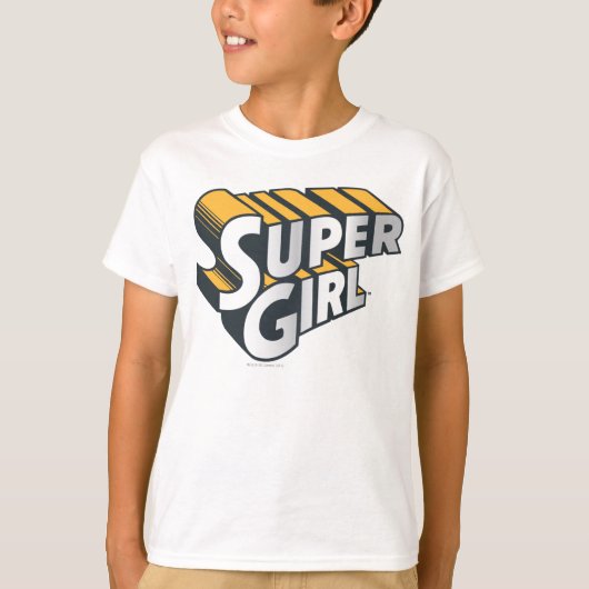 スーパーガールシルバーとオレンジのロゴ Tシャツ (正面)