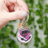 スーパーガールスカルと稲妻 キーホルダー (手)