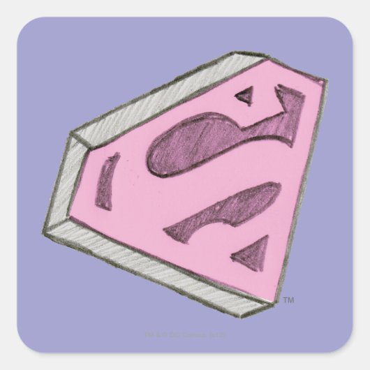 スーパーガールスケッチピンクのロゴ スクエアシール (正面)