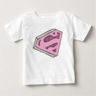 スーパーガールスケッチピンクロゴ ベビーTシャツ