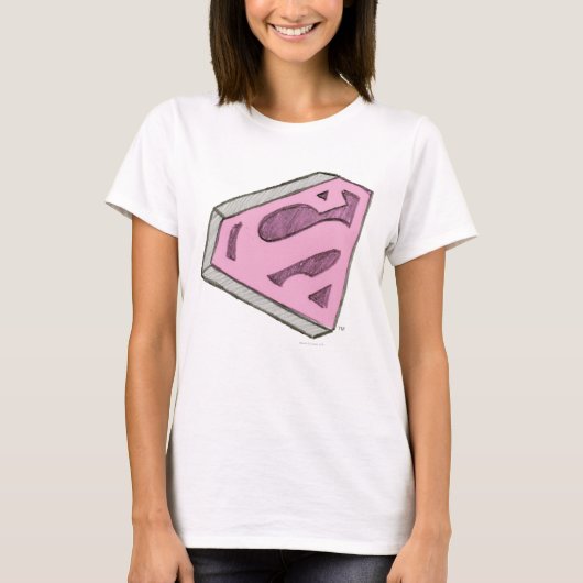 スーパーガールスケッチピンクロゴ Tシャツ (正面)