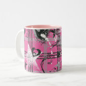 スーパーガールスターとスカルパターン ツートーンマグカップ (正面左)