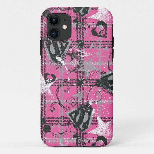 スーパーガールスターとスカルパターン Case-Mate iPhoneケース (裏面)