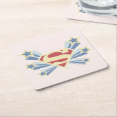 スーパーガールスターズSシールド スクエアペーパーコースター (アングル)