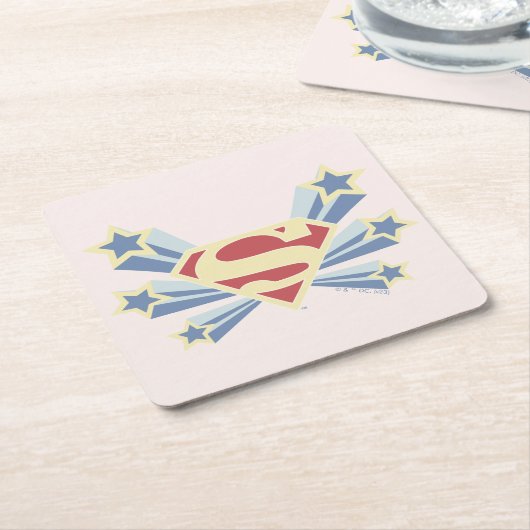 スーパーガールスターズSシールド スクエアペーパーコースター (アングル)