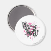 スーパーガールスピルと落書きコラージュ マグネット (正面/裏面)