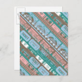 スーパーガールチケットパターンブルー ポストカード (正面/裏面)