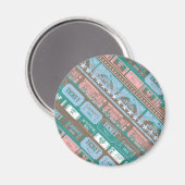 スーパーガールチケットパターンブルー マグネット (正面/裏面)