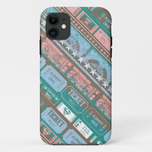 スーパーガールチケットパターンブルー iPhone 11 ケース