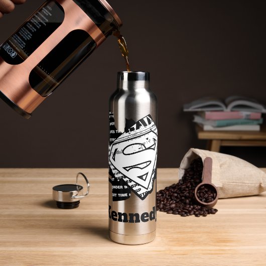 スーパーガールニュースプリントSシールド ウォーターボトル (コーヒー)