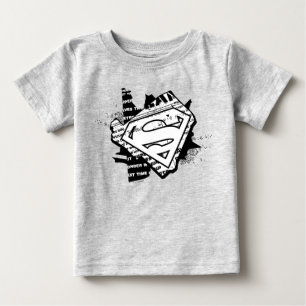 スーパーガールニュースプリントSシールド ベビーTシャツ