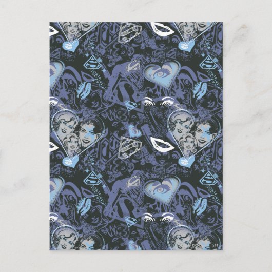 スーパーガールハートと唇パターン ポストカード (正面)