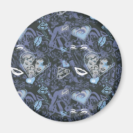 スーパーガールハートと唇パターン マグネット (正面)