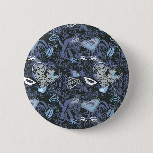 スーパーガールハートと唇パターン 缶バッジ (正面)