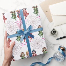 スーパーガールヒーローの誕生日パーティーのための女の子 ラッピングペーパー