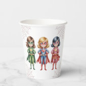 スーパーガールヒーローの誕生日パーティーのための女の子 紙コップ (裏面)