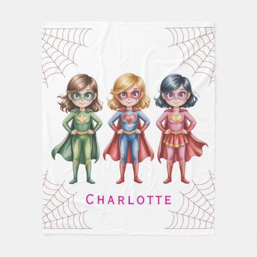 スーパーガールヒーローズ女の子ギフトの誕生日パーティー フリースブランケット (正面)