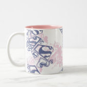スーパーガールピンクとパープルパターン ツートーンマグカップ (左)