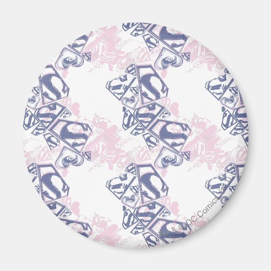 スーパーガールピンクとパープルパターン マグネット (正面)