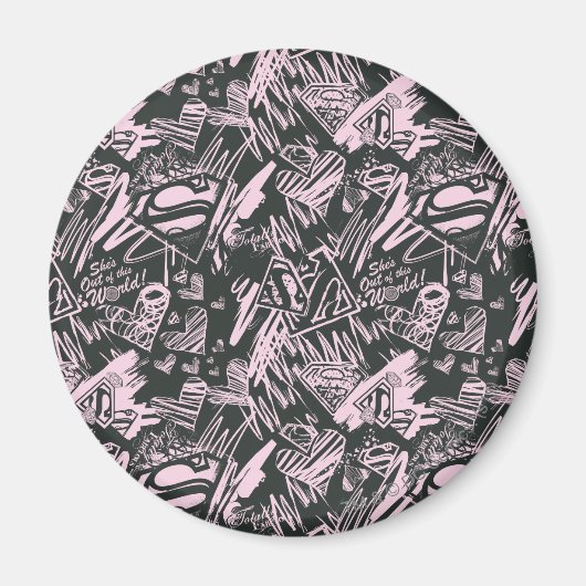 スーパーガールピンクとブラックスクライブル マグネット (正面)