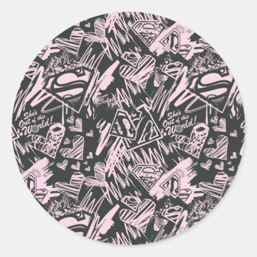 スーパーガールピンクとブラックスクライブル ラウンドシール (正面)