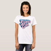 スーパーガールピンクとブルーのロゴ Tシャツ (正面フル)