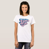 スーパーガールピンクとブルーのロゴ Tシャツ (正面フル)