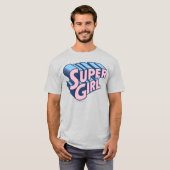 スーパーガールピンクとブルーのロゴ Tシャツ (正面フル)
