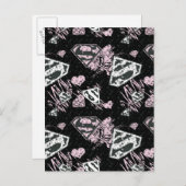 スーパーガールピンクと白のロゴパターン ポストカード (正面/裏面)