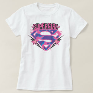 スーパーガールピンクと紫のログランジゴ Tシャツ